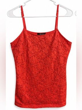 Style & Co. Red Lace Camisole Adjustable Spaghetti Straps